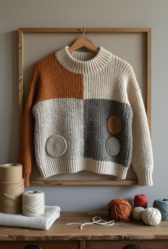 upcycled sweater wall art