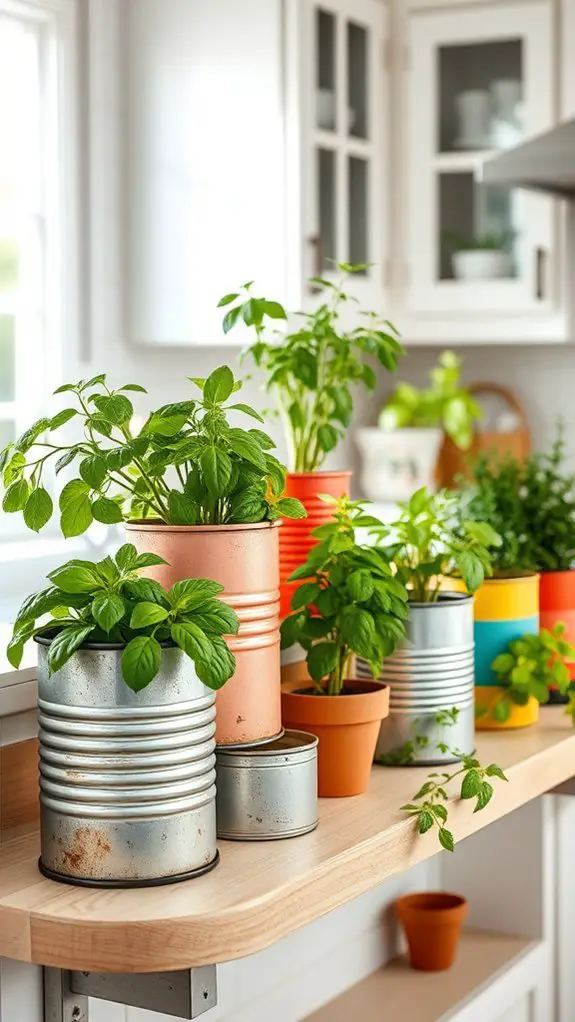 upcycled tin can planters