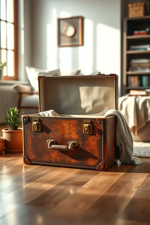 upcycled vintage suitcase dustbins