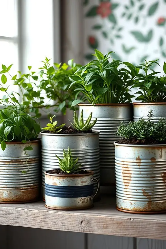 upcycled vintage tin planters