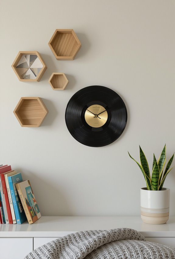 upcycled vinyl clock project