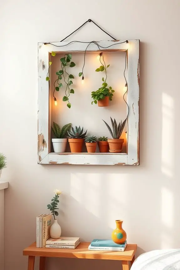 upcycled window frame display
