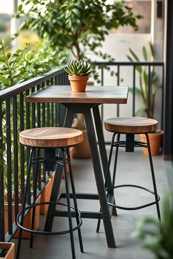 urban industrial balcony dining