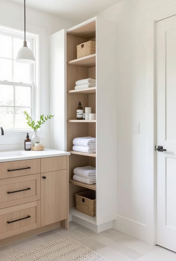 use tall narrow shelving