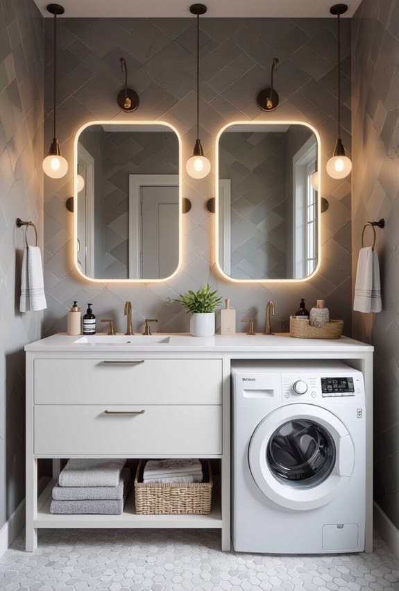 vanity integrated laundry efficiency station