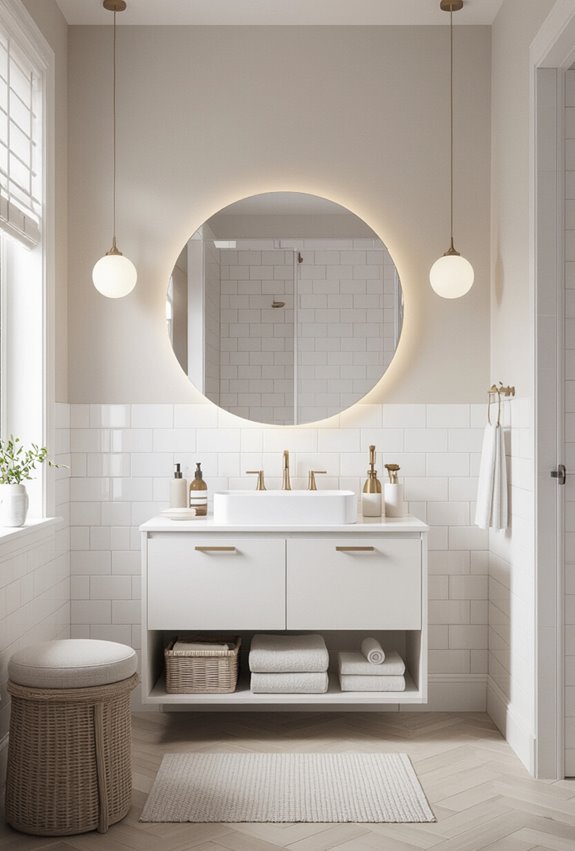 vanity with hidden storage seating