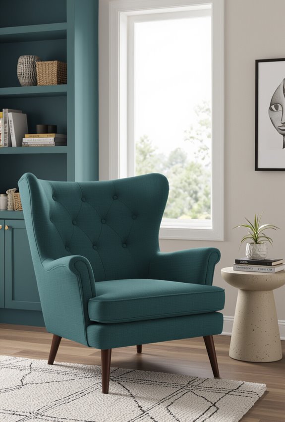 velvet wingchair anchors room
