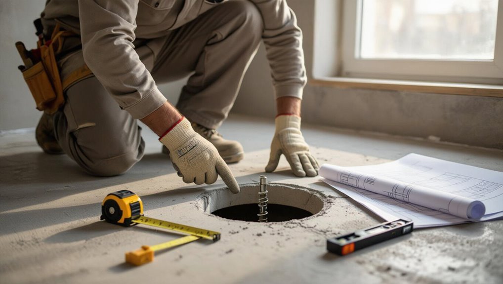 verify plumbing alignment and depth