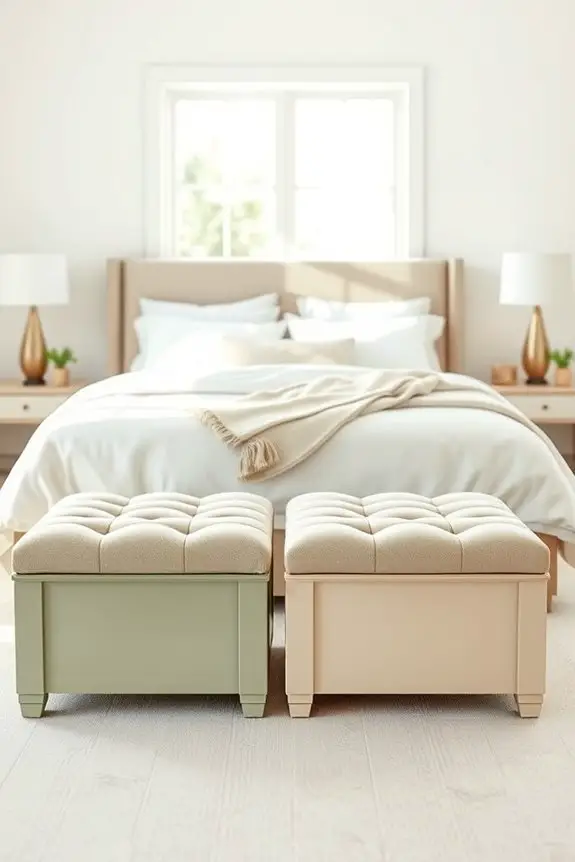 versatile painted storage ottomans