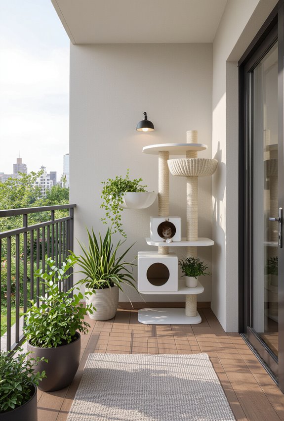 vertical compact balcony cat condo