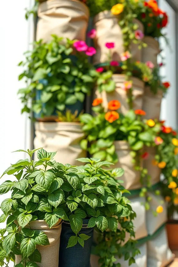 vertical gardening with grow bags