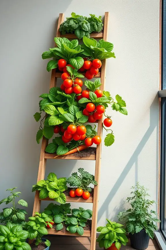vertical gardening with ladders