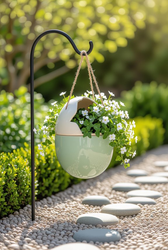 vertical hanging egg planters