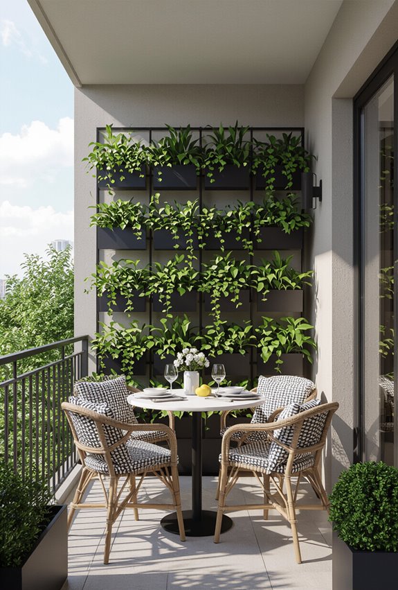 vertical herbbed balcony dining