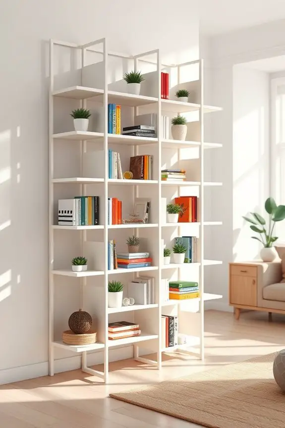 vertical multi tiered bookshelf design