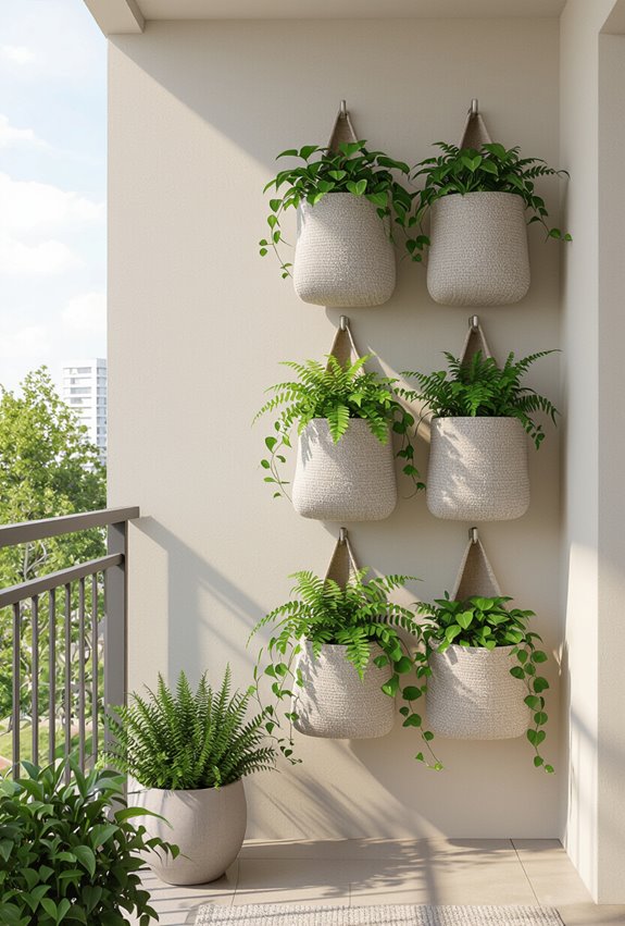 vertical pocketed hanging planters