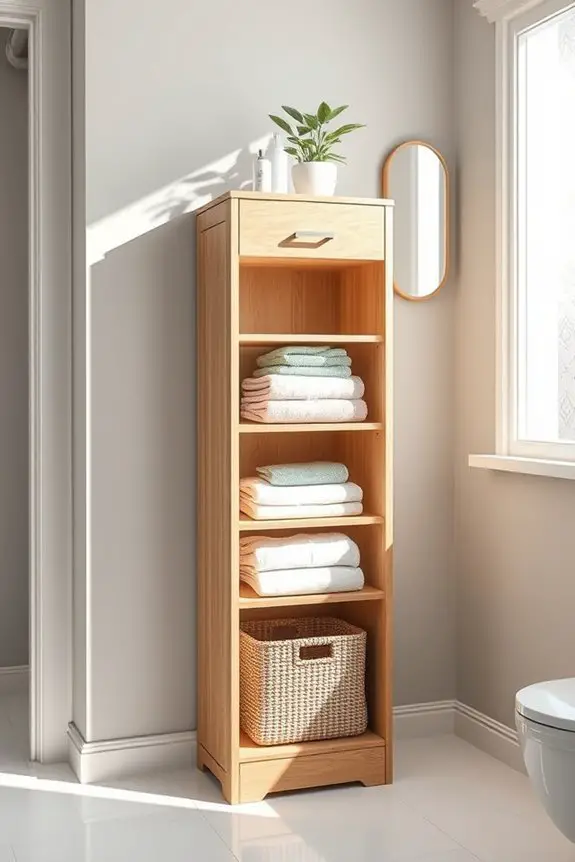 vertical storage for bathrooms