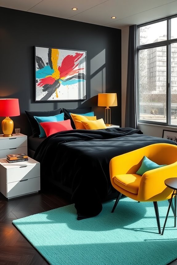vibrant accents against black