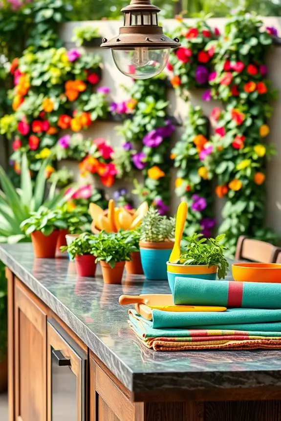 vibrant accents enhance kitchen
