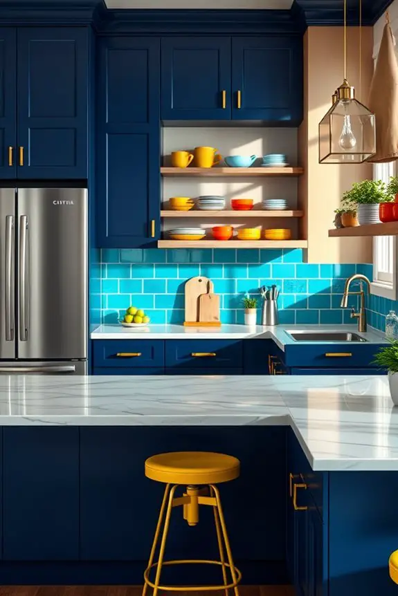 vibrant accents enhance kitchens
