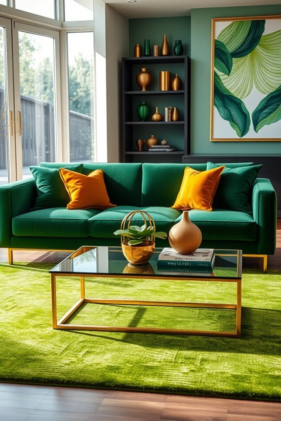 vibrant accessories enhance decor
