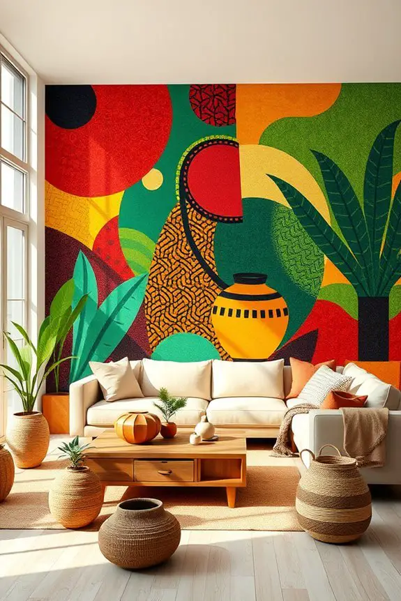 vibrant african inspired wall murals