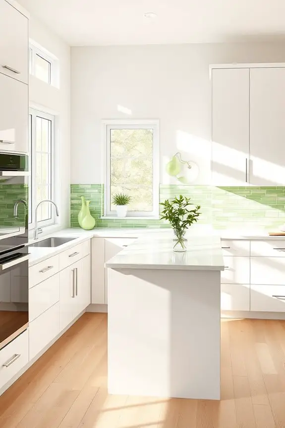 vibrant apple green accents