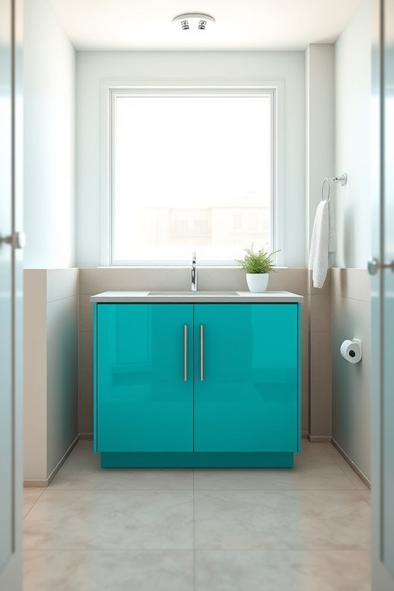 vibrant aqua bathroom transformation