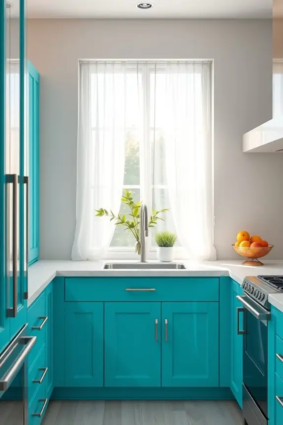 vibrant aqua kitchen transformation