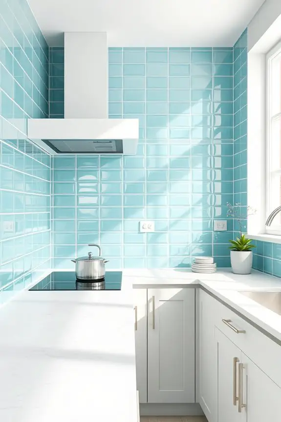 vibrant aquamarine kitchen tiles