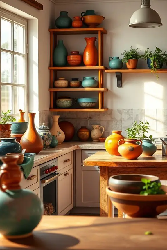 vibrant artistic pottery displays