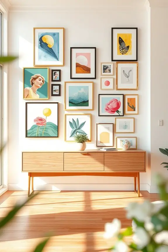 vibrant artsy gallery walls
