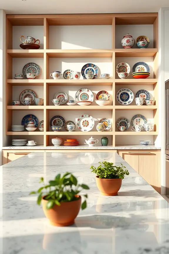 vibrant asian dishware display