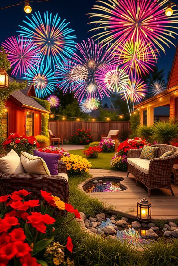 vibrant backyard fireworks display
