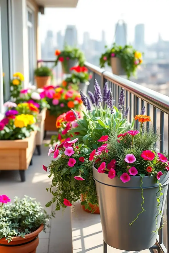 vibrant balcony flower planters
