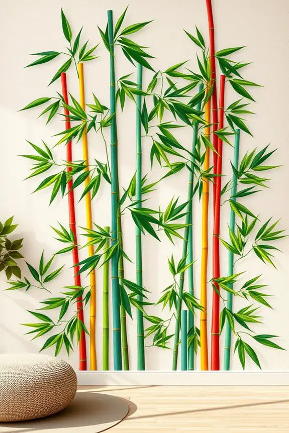 vibrant bamboo wall murals