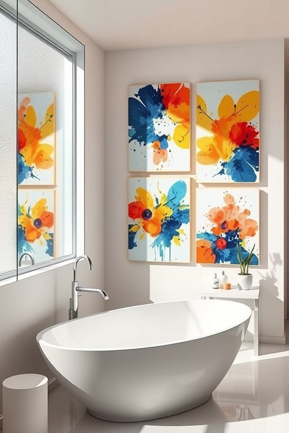 vibrant bathroom abstract art