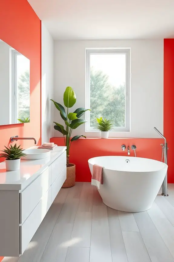 vibrant bathroom accent walls