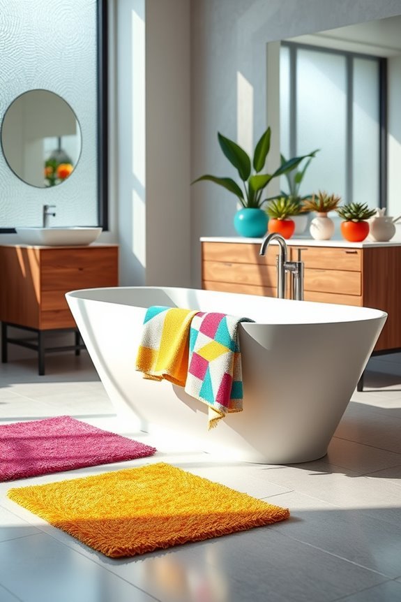 vibrant bathroom accessory makeover