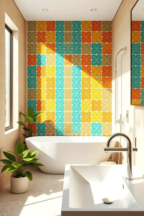 vibrant bathroom color accents