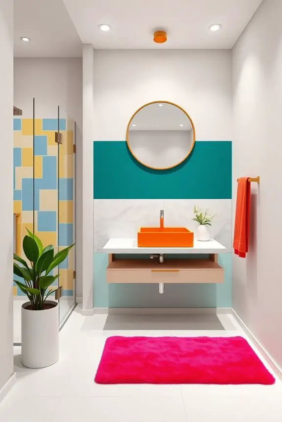 vibrant bathroom color accents