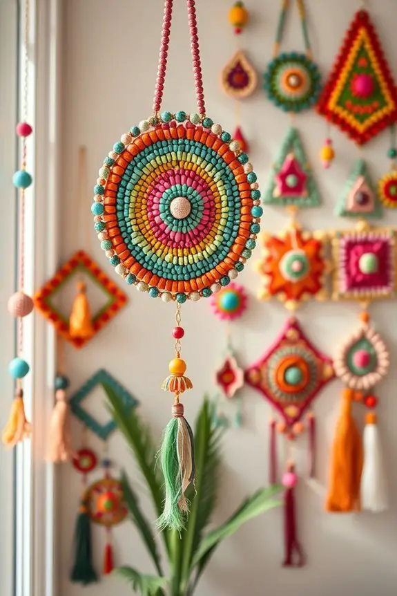 vibrant beaded wall art