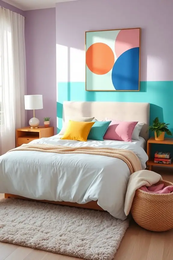 vibrant bedroom color blocking