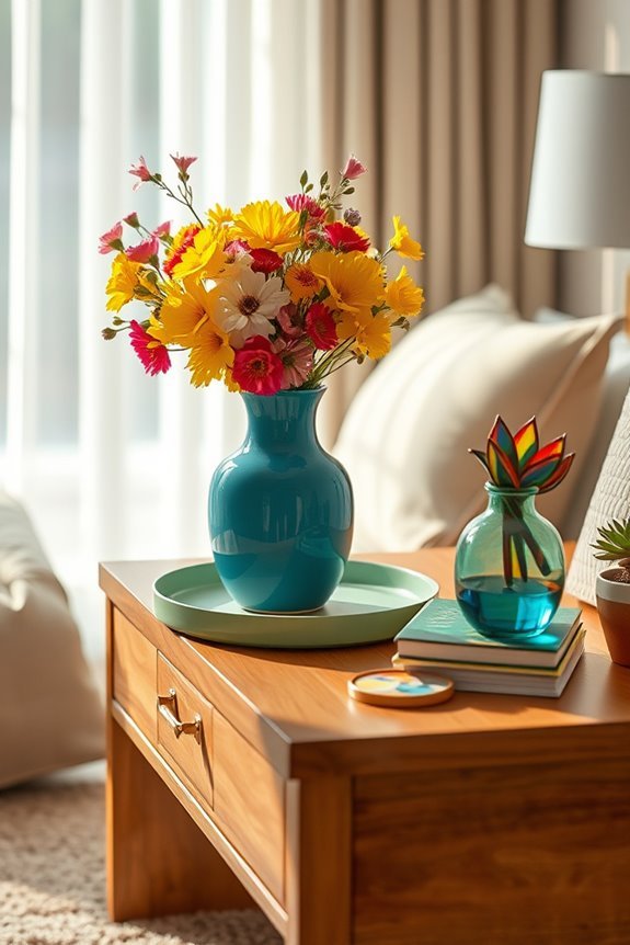 vibrant bedside table accessories
