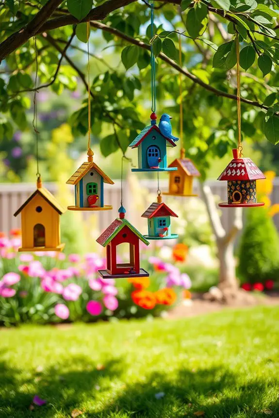 vibrant bird feeders attract wildlife