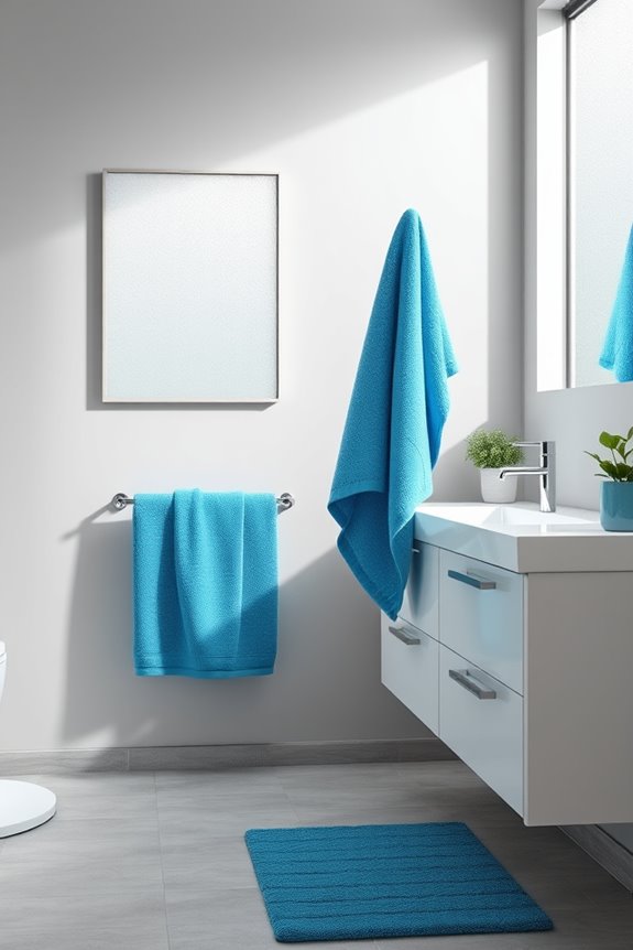 vibrant blue grey bathroom contrast