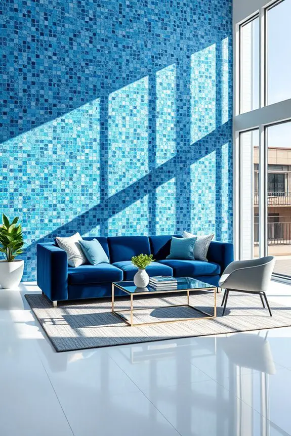 vibrant blue mosaic tiles