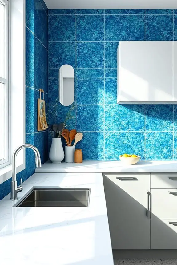 vibrant blue terrazzo tiles
