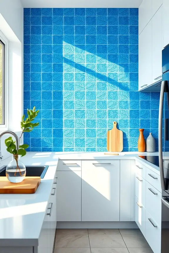 vibrant blue textured panels