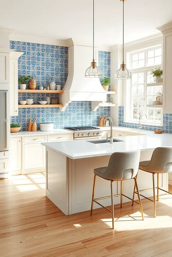 vibrant blue tile accents